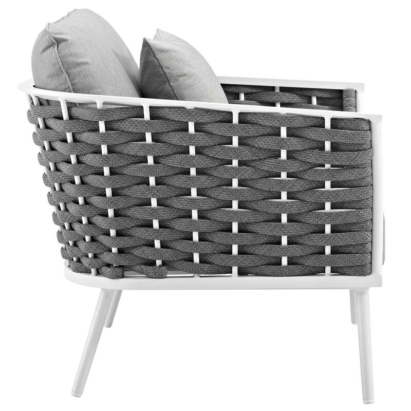 Stance 3 Piece Outdoor Patio Aluminum Sectional Sofa Set - White Gray