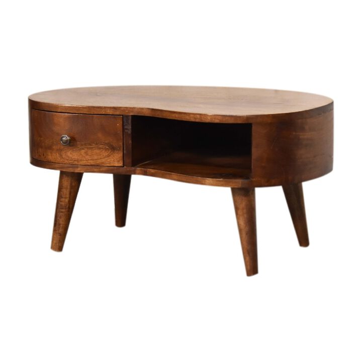 Mini Chesnut Wave Solid Wood  Coffee Table