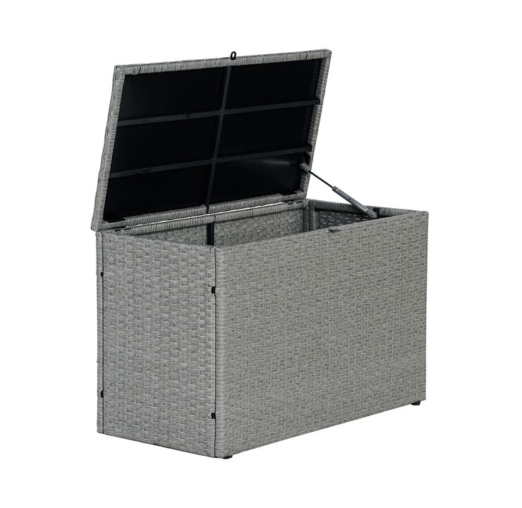 Nino Modern Minimalist Outdoor Faux Wicker Deck and Patio Storage Box