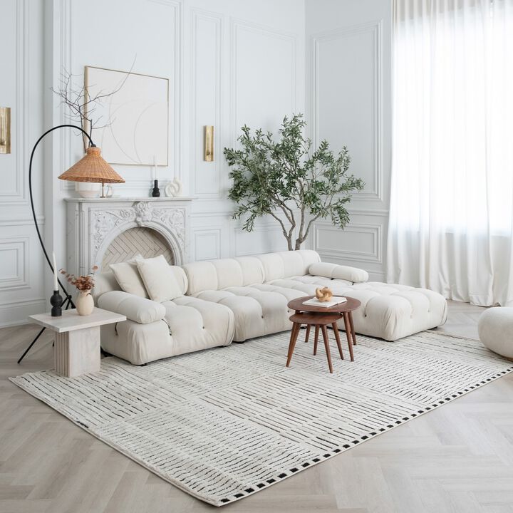 Domus Abstract Modern Cream Green Indoor Area Rug