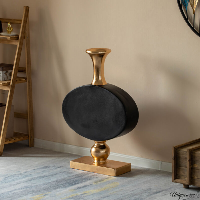 32 Inch Gold and Black Tall Floor Vase