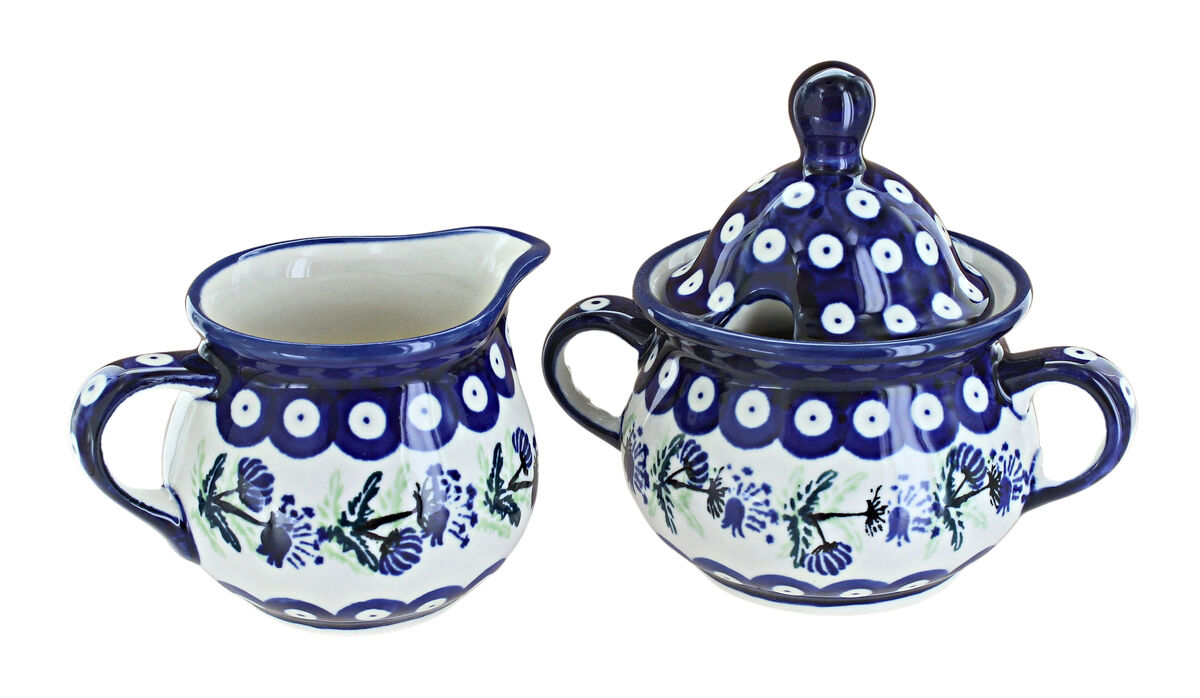 Blue Rose Polish Pottery Kalina Creamer & Sugar Set