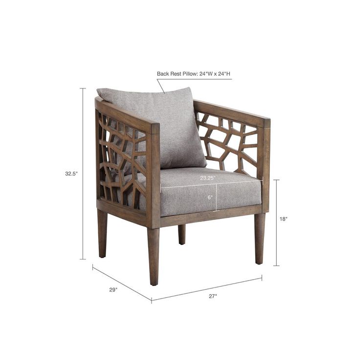 Belen Kox Cracked Ice Pattern Accent Chair in Light Grey , Belen Kox