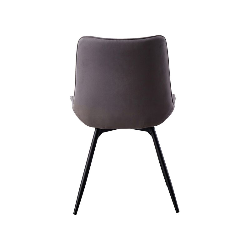 22 Inch Modern Side Chair, Set of 2, Gray Vegan Faux Leather, Swivel Seat-Benzara