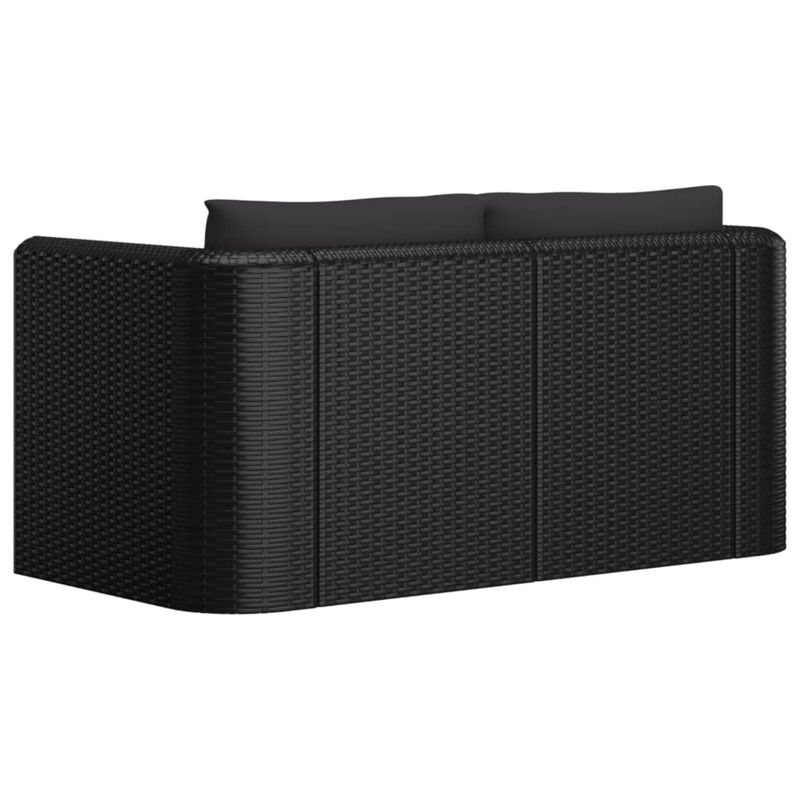 vidaXL 2 Piece Garden Sofa Set with Cushions Poly Rattan Black