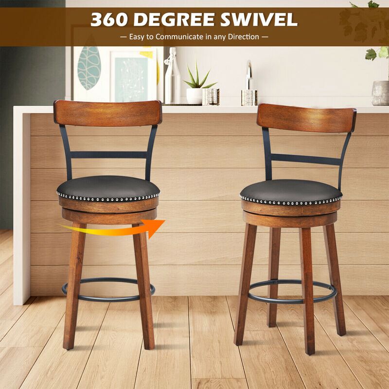 Set of 2 30.5/25.5 Inch Swivel Pub Height Bar Stool