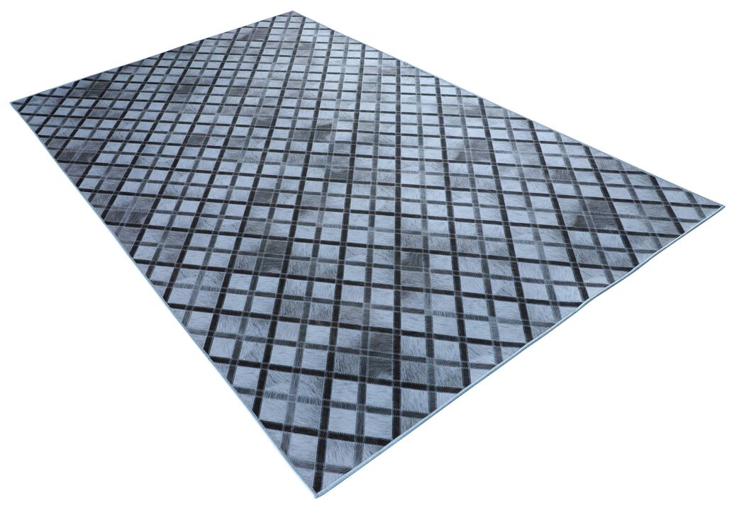 Walk on Me Faux Cowhide Digital Printed Patchwork All Squared Away Contemporary Indoor Area Rug