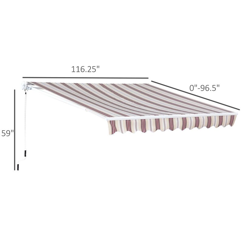 Red Sun Shield: 10x8 Manual Retractable UV-Protective Patio Awning