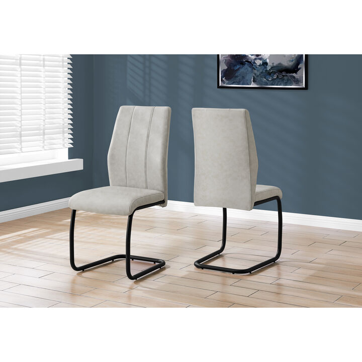 Monarch Specialties I 1113 Dining Chair, Set Of 2, Side, Upholstered, Kitchen, Dining Room, Fabric, Metal, Grey, Black, Contemporary, Modern