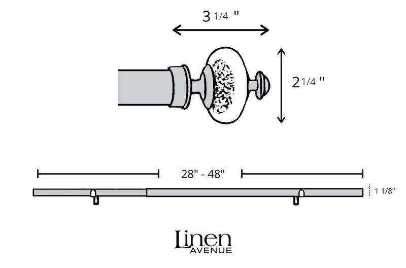 Linen Avenue Grey Stone Cap Double Window Curtain Rod Set