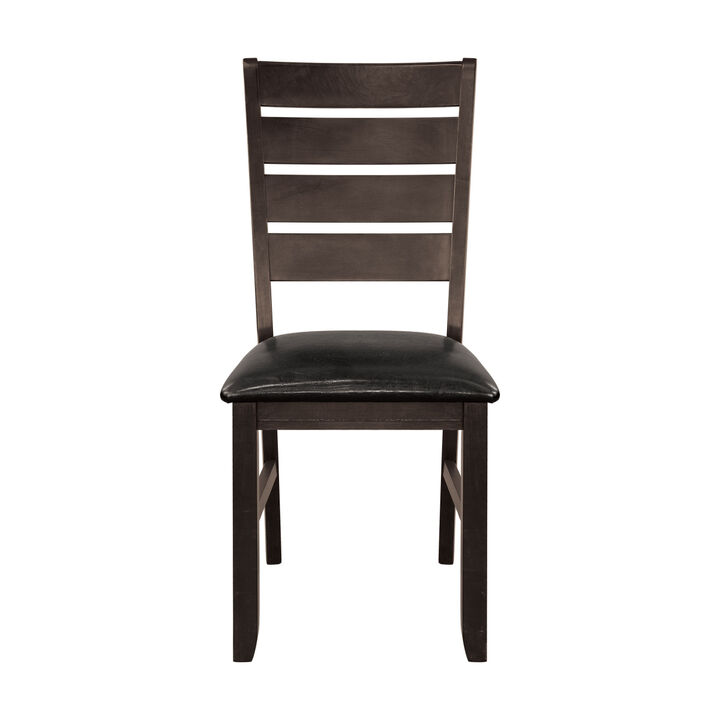 Contemporary Design Dark Oak Finish Wooden Side Chairs Set Of 2 Piece Upholstered Dining Furniture