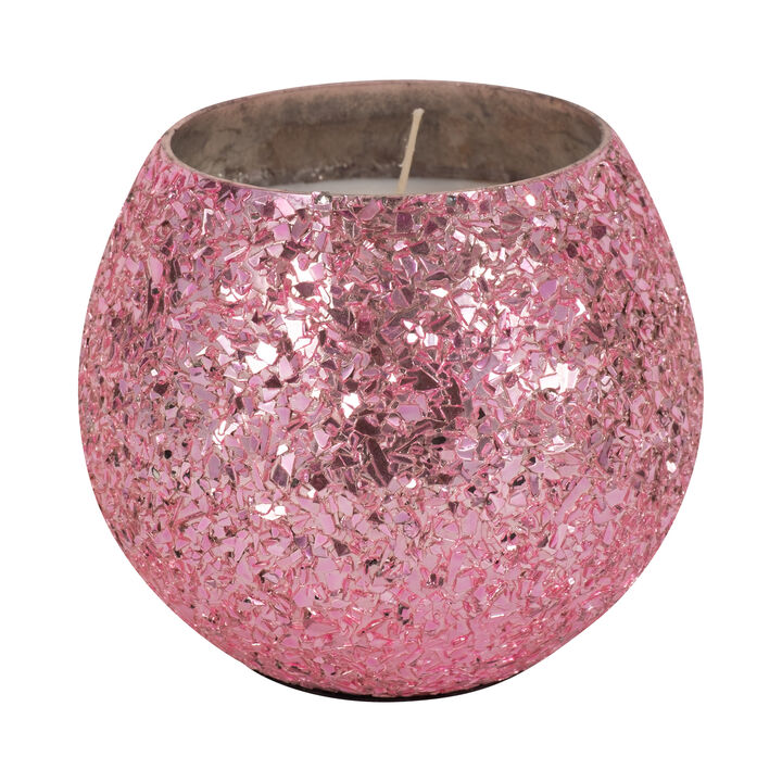 4" Pink Glass Scented Candle
