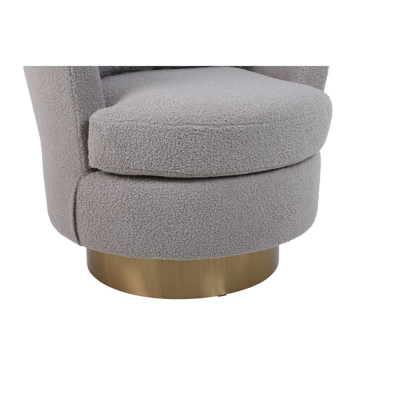 Grey Swivel Barrel Chair with Gold Base