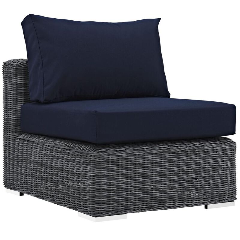 Summon 5 Piece Outdoor Patio Sunbrella Sectional Set - Canvas Navy