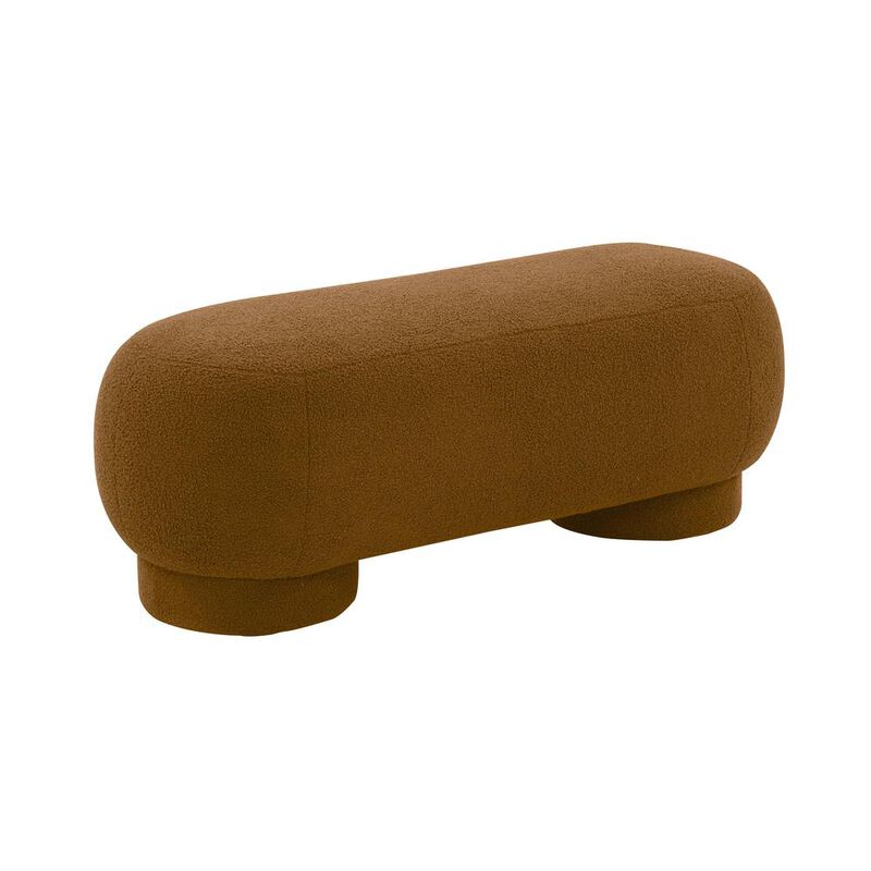 Belen Kox Cozy Cinnamon Brown Vegan Shearling Ottoman, Belen Kox