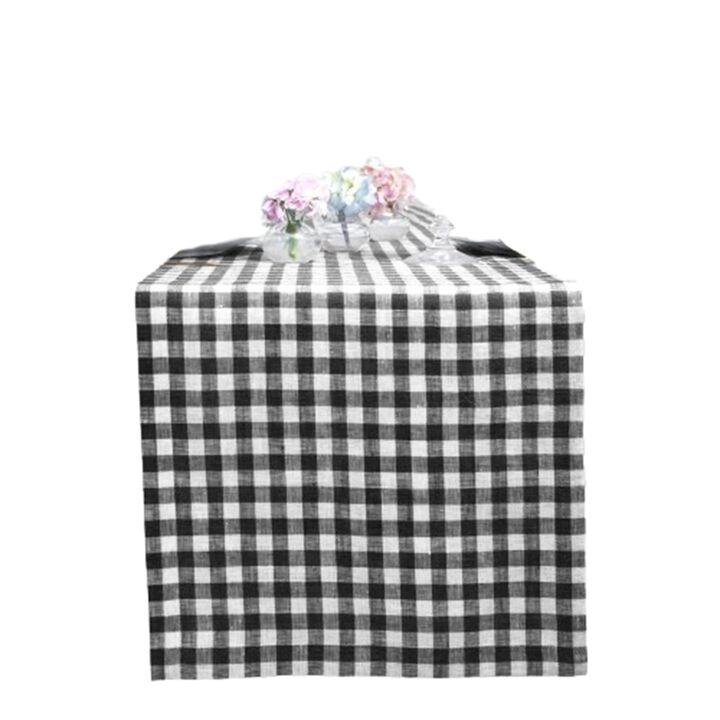Solino Home 100% Pure Linen Table Runner | Gingham Check