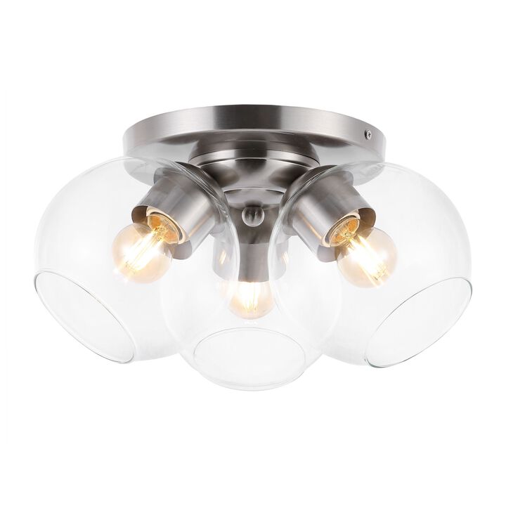 Iris Farmhouse Rustic Iron/Glass LED Semi Flush Mount