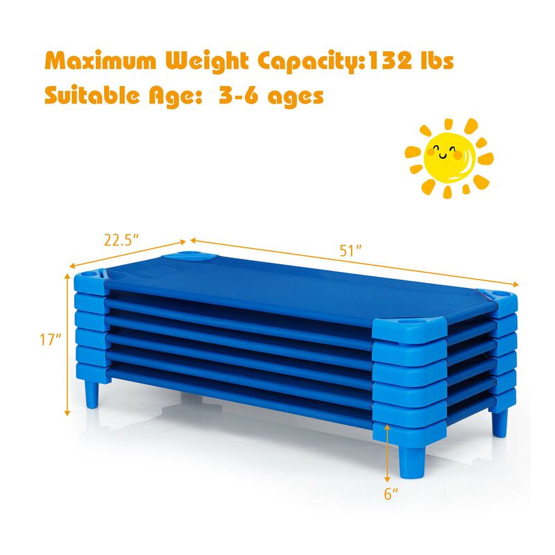 Kids Stackable Daycare Cot Pack of 6 with Detachable Oxford Cloth