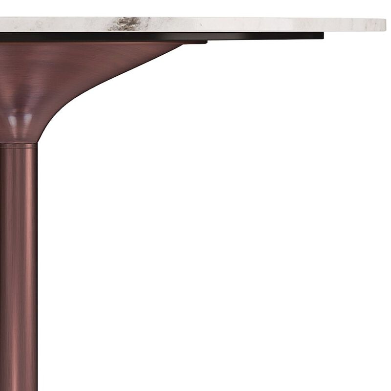 Simpli Home Osborne Dining Table In White/Copper