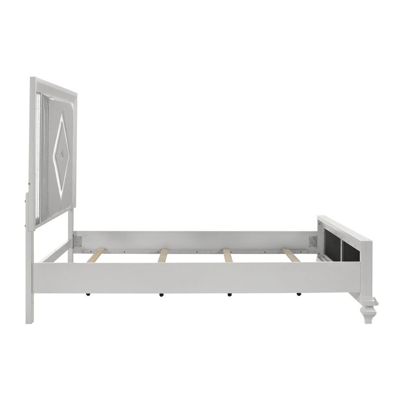New Classic Furniture Stardust Solid Wood Queen Upholstered Bed, White