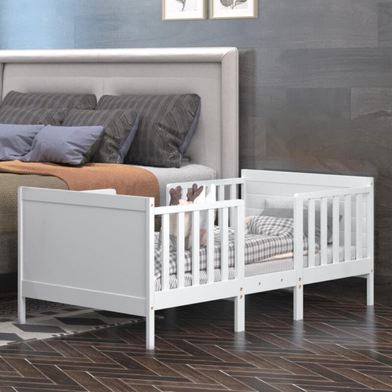 Hivvago 2-in-1 Convertible Toddler Bed with Guardrails