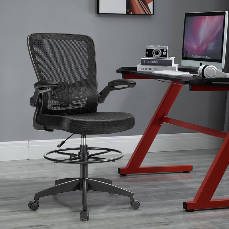 Costway Tall Office Chair Adjustable Height w/Lumbar Support Flip Up Arms