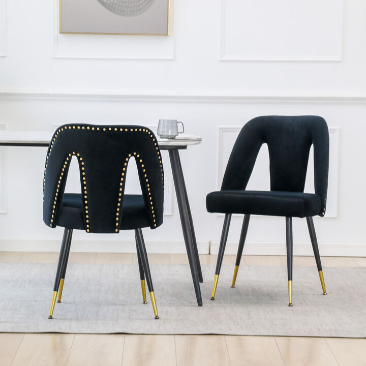 Akoya Collection Modern, Contemporary Velvet Upholstered Dining Chair With Nailheads And Trim