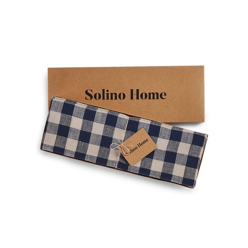Solino Home 100% Pure Linen Placemats 14 x 19 Inch Set of 4 | Morgan Check
