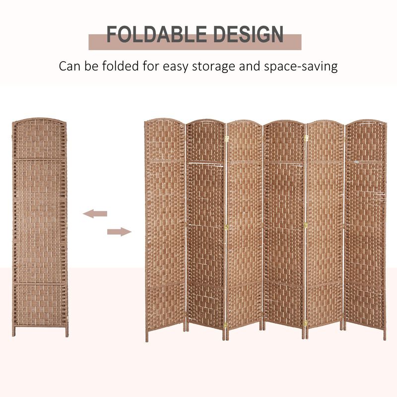 Natural Wide Separator: 6-Panel 6' Tall Wicker Privacy Screen