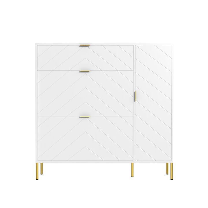 49.21 in. H Wood Shoe Storage Cabinet with Flip-Up Drawers Adjustable Shelf