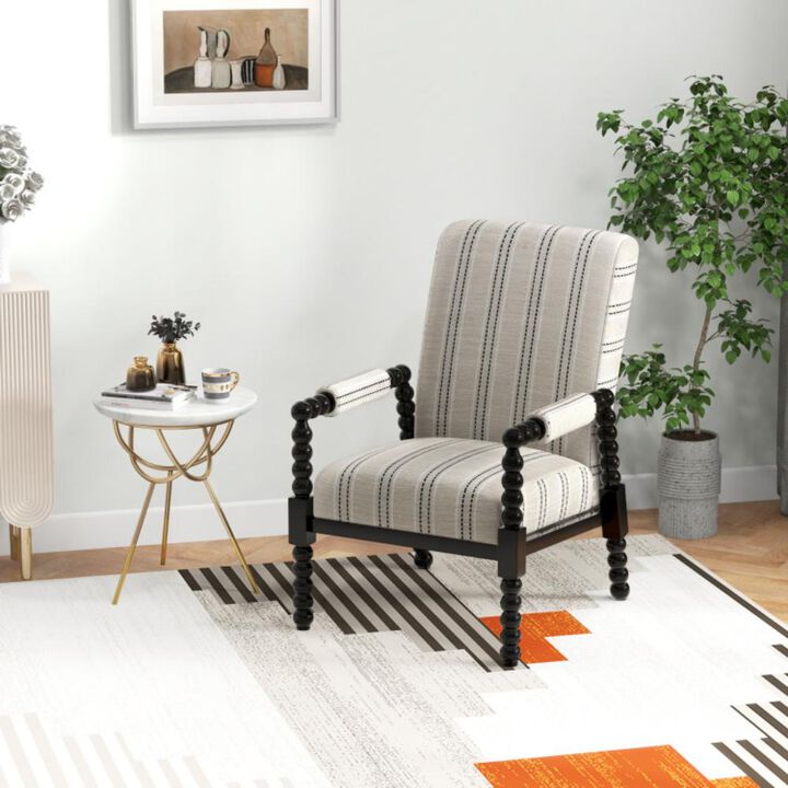 Hivvago Upholstered Accent Chair with Rubber Wood Frame for Living Room-Beige