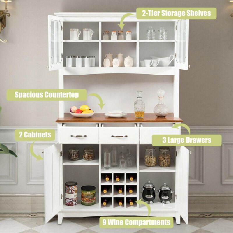 Hivvago Kitchen Storage Cabinet Cupboard with Wine Rack and Drawers