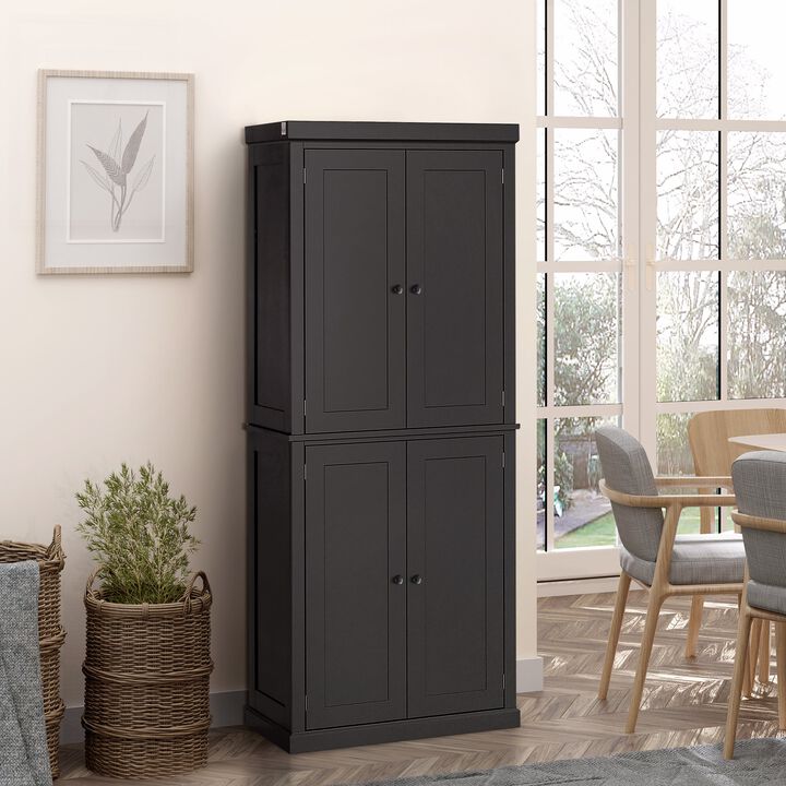 Black Storage Tower: 6-Tier Freestanding Cabinet with Shelves