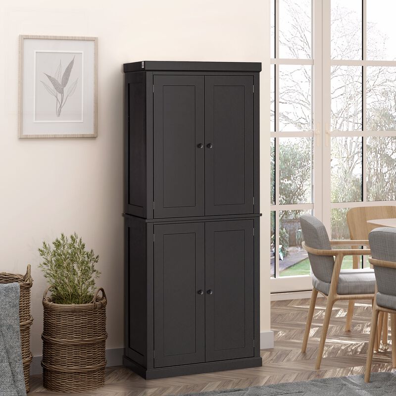 Black Storage Tower: 6-Tier Freestanding Cabinet with Shelves