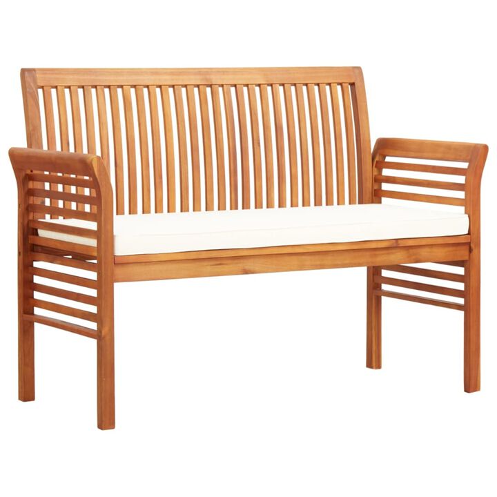 vidaXL 2-Seater Garden Bench with Cushion 47.2" Solid Acacia Wood