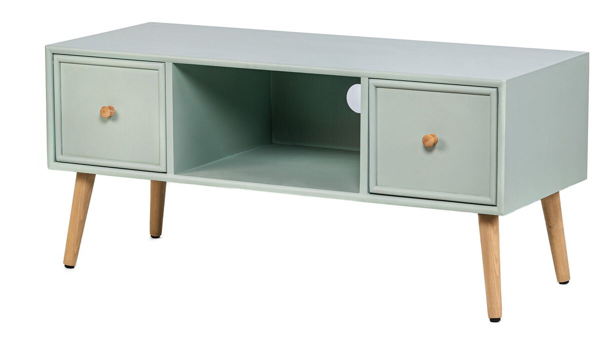 Scandinavian Solid Wood TV Stand with 2 Drawers