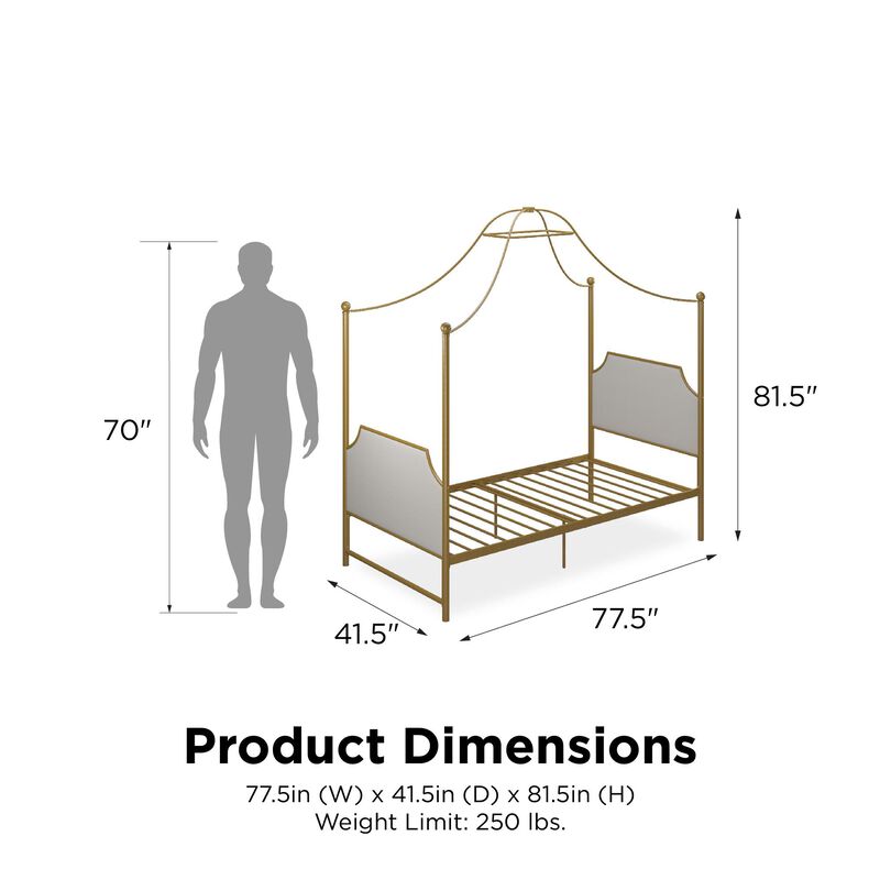 Monarch Hill Clementine Canopy Bed, Twin, Gold