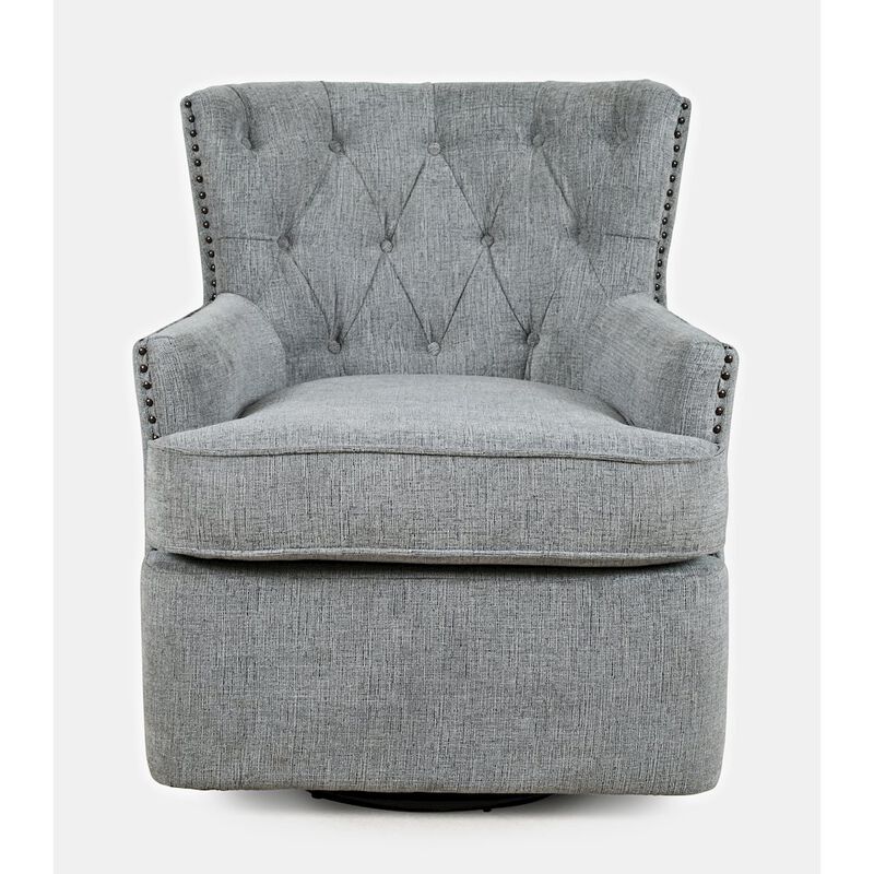 Jofran Bryson Transitional Upholstered Swivel Chair with Nailhead Trim