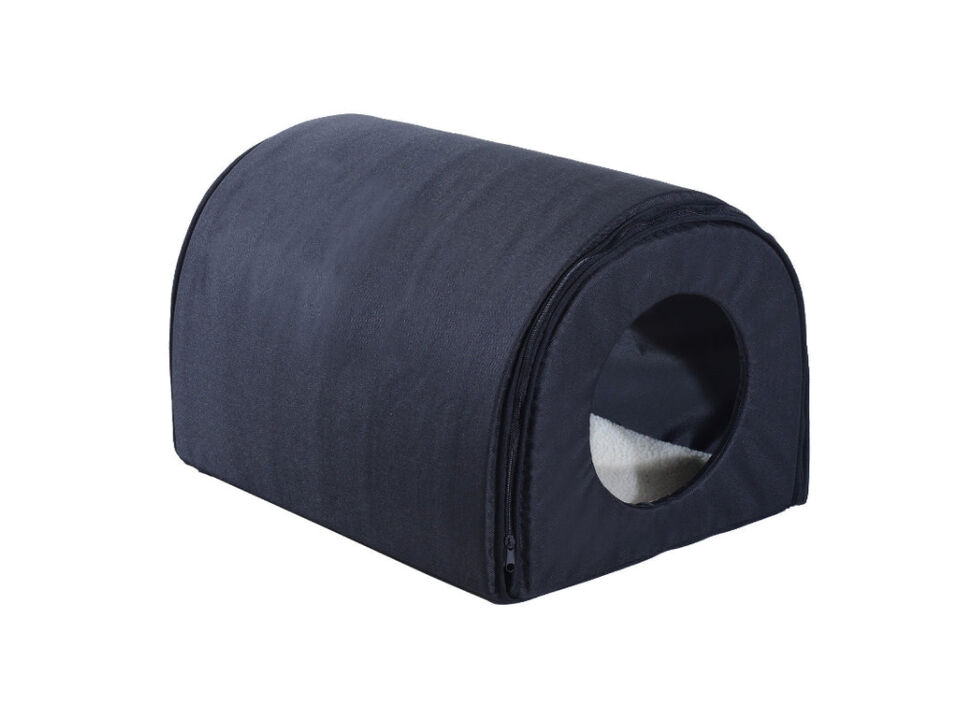 Cozy Cat Shelter: Black Portable Heated Double-Wide Outdoor Cat House