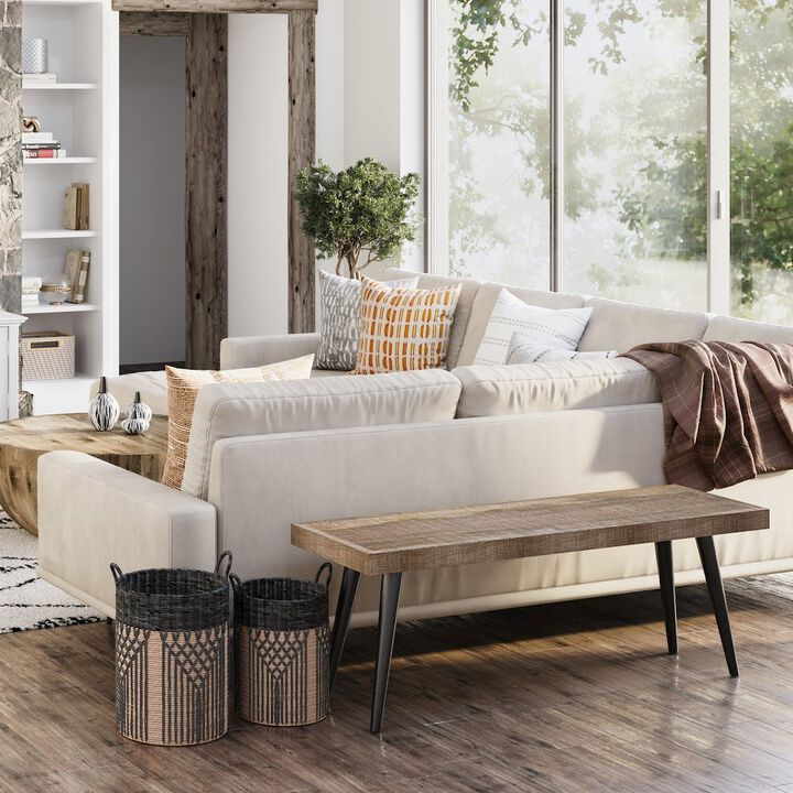 Simpli Home Durham Solid Mango Wood Bench In Distressed Natural