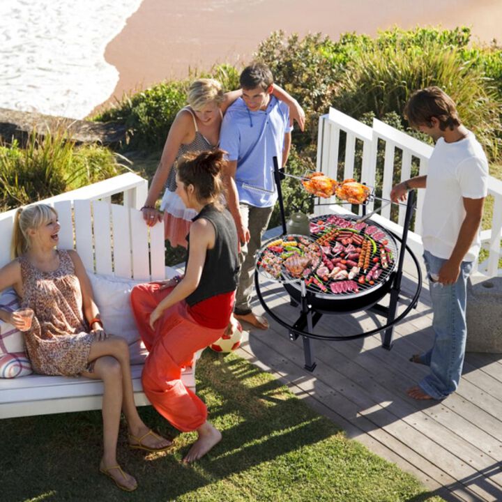 Round Spray Grill Non-Stick BBQ Grill for Even Cooking & Outdoor Grilling