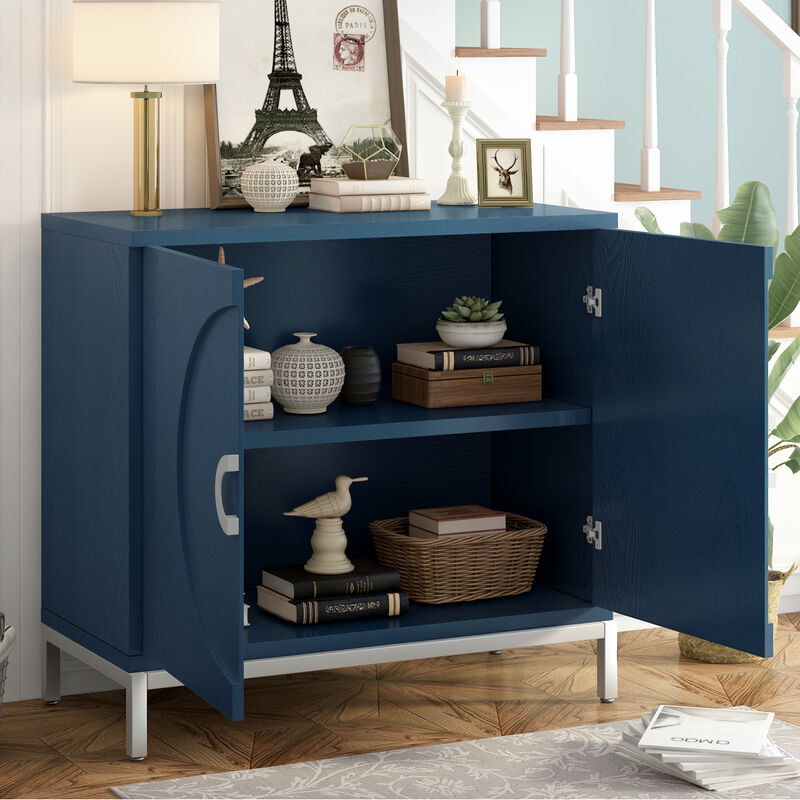 Wooden and Metal Accent Cabinet (Navy)