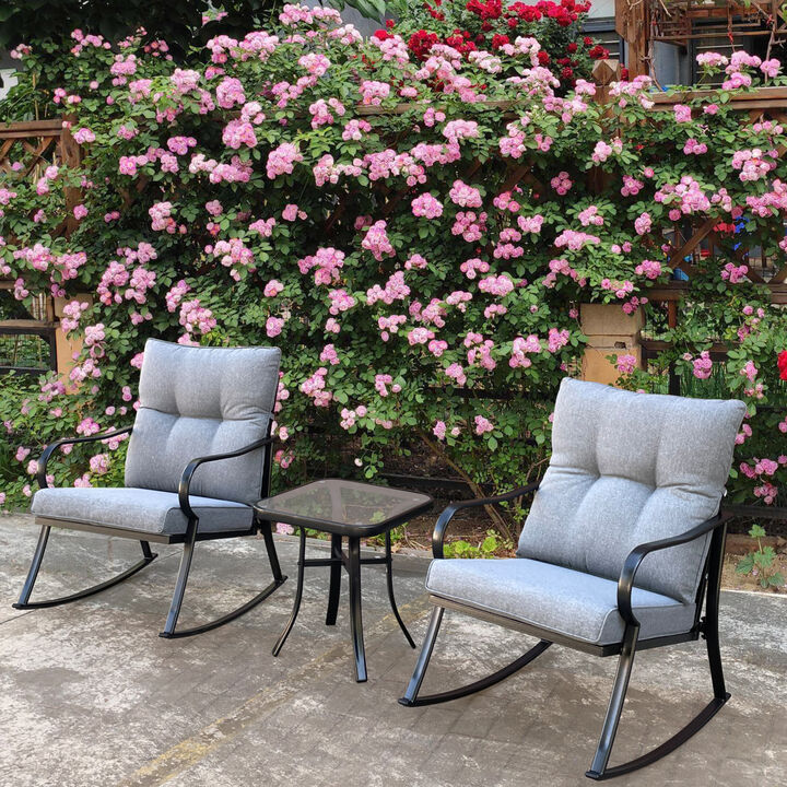 Rocker S Chair And Teapoy Medium Grey