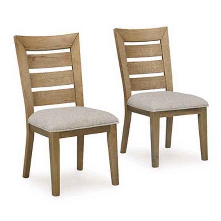 Sili 24 Inch Dining Chair Set of 2, Cushioned, Curved Ladder Back, Brown - Benzara