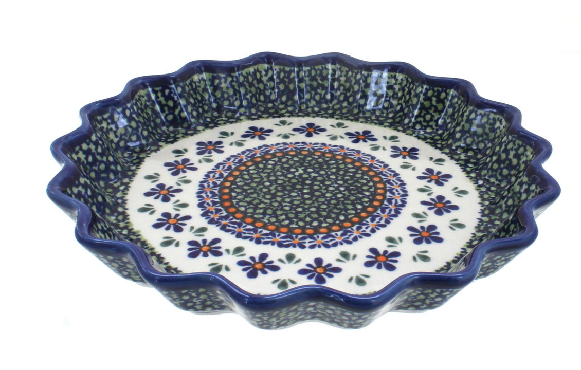 Blue Rose Polish Pottery Ballina Scallop Quiche Dish