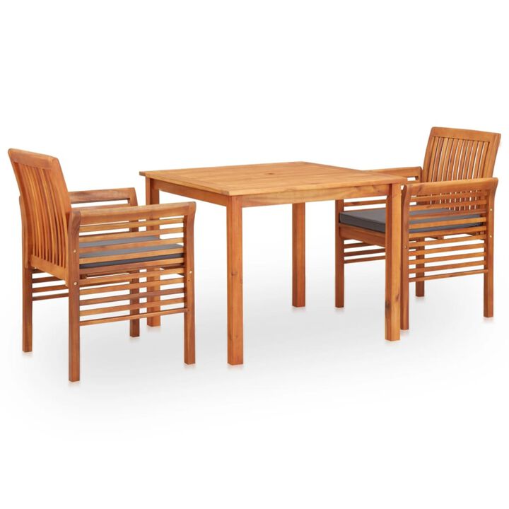 vidaXL 3 Piece Outdoor Dining Set with Cushions Solid Acacia Wood