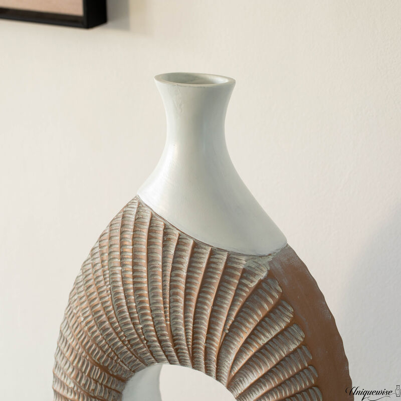 19-Inch White and Gold Farmhouse Vase