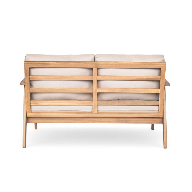 Merax Outdoor 2-piece Acacia Wood Sofa Table Set