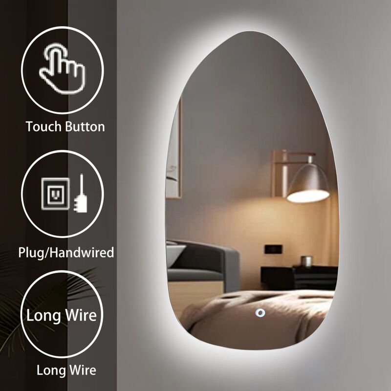 LuxenHome Asymmetrical Accent Wall Mirror with Lights