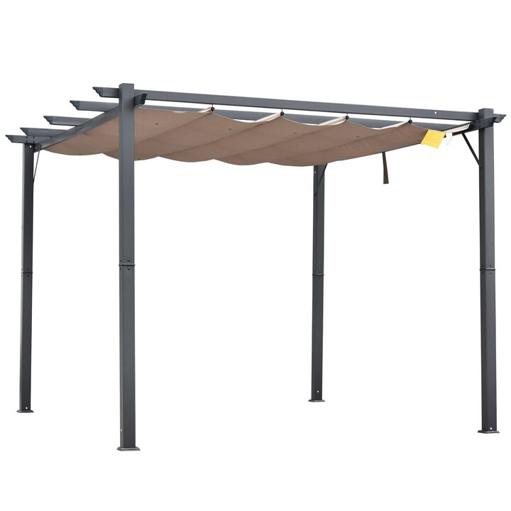 Grey Backyard Shade: 10x10 ft Patio Pergola with Retractable Canopy